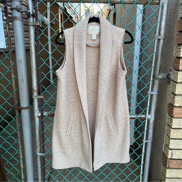 Cynthia Rowley Longline Open Front Wool Vest S - Picture 2 of 13